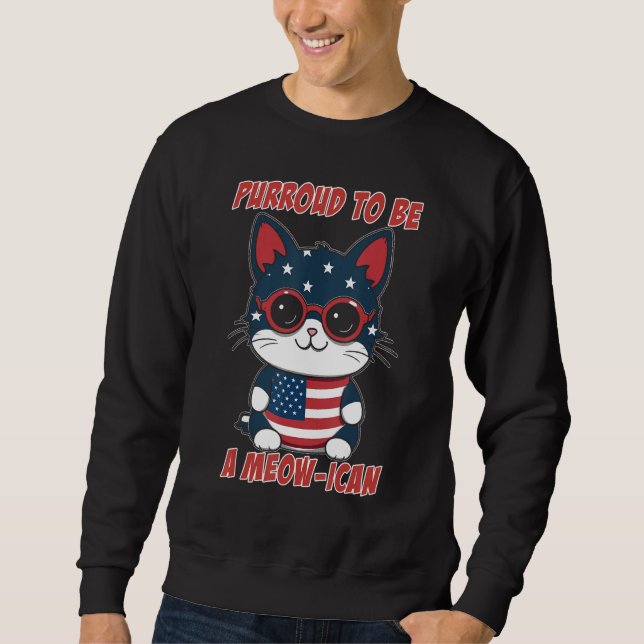 Moletom 4th of July Cat Purroud To Be A Meow-ican, America (Frente)
