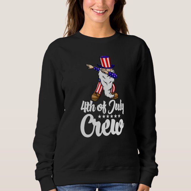 Moletom 4th Of July Crew Gnome  Women America Flag Love  1 (Frente)