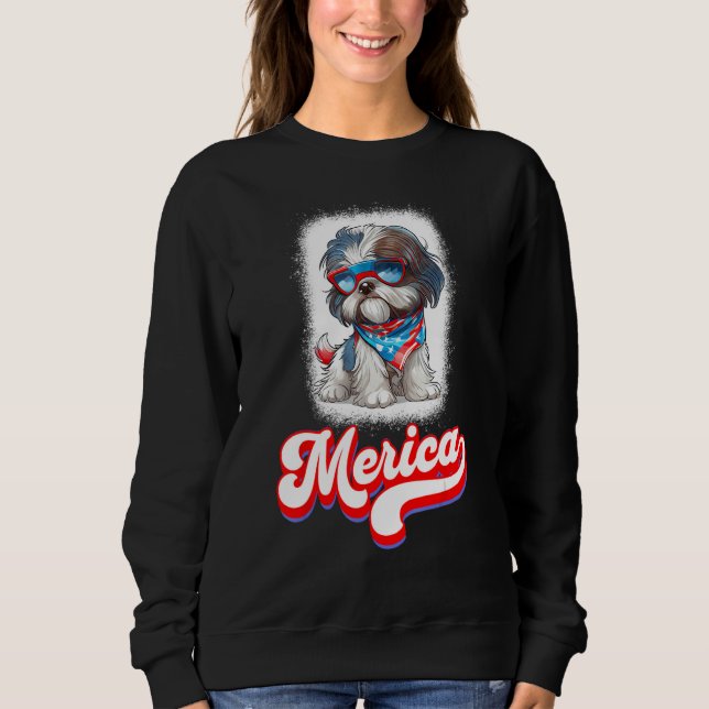 Moletom 4th Of July Cute Shih Tzu Puppy Dog (Frente)