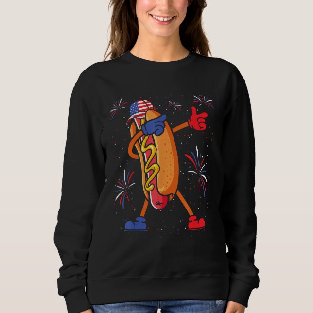 Moletom 4th of July Dabbing Hot Dog American Glasses Hotdo (Frente)
