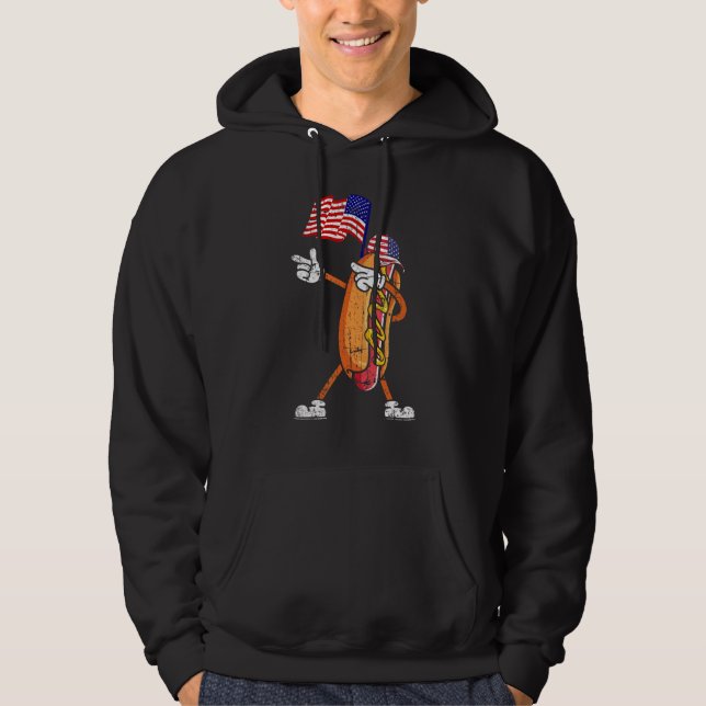 Moletom 4th of July Dabbing Hot Dog Hotdog For Boys Men Wo (Frente)
