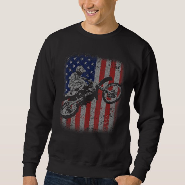 Moletom 4th of July Dirt Bike Motocross American Flag MX (Frente)