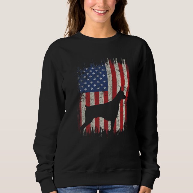 Moletom 4th Of July Doberman American Flag Patriotic Dog L (Frente)