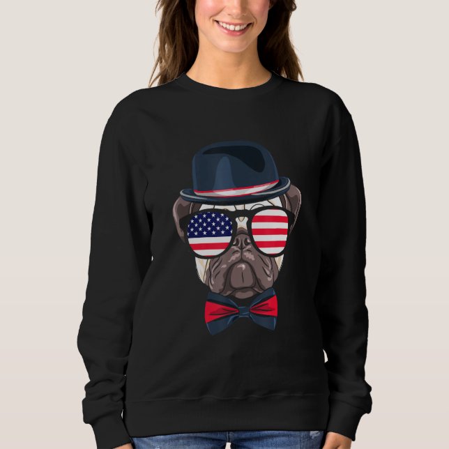 Moletom 4th Of July Dog American Flag Patriotic English Bu (Frente)