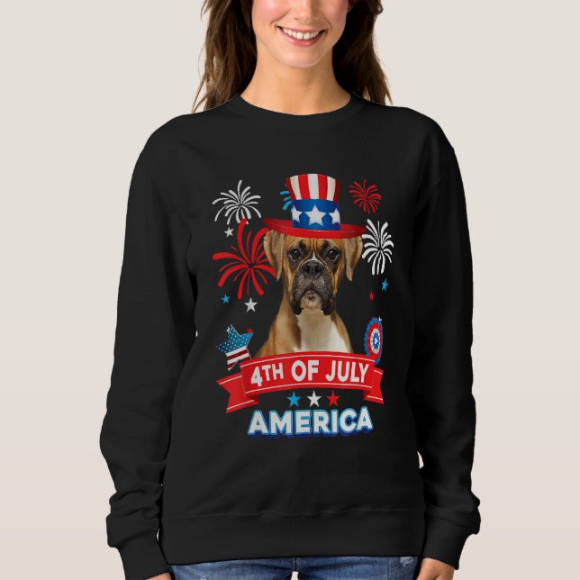 Moletom 4th Of July Patriotic Day Boxer Dog Independence H (Frente)
