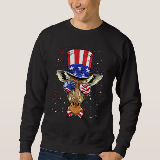 Moletom 4th of July Patriotic Giraffe Wearing USA Flag Sun
