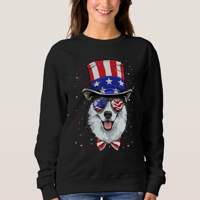 Moletom 4th of July Patriotic Siberian Husky American USA  (Frente)