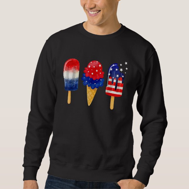 Moletom 4th Of July Popsicle American Flag Patriotic Summe (Frente)