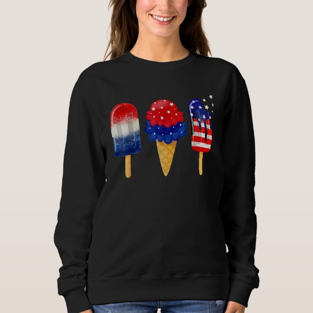 Moletom 4th Of July Popsicle American Flag Patriotic Summe (Frente)