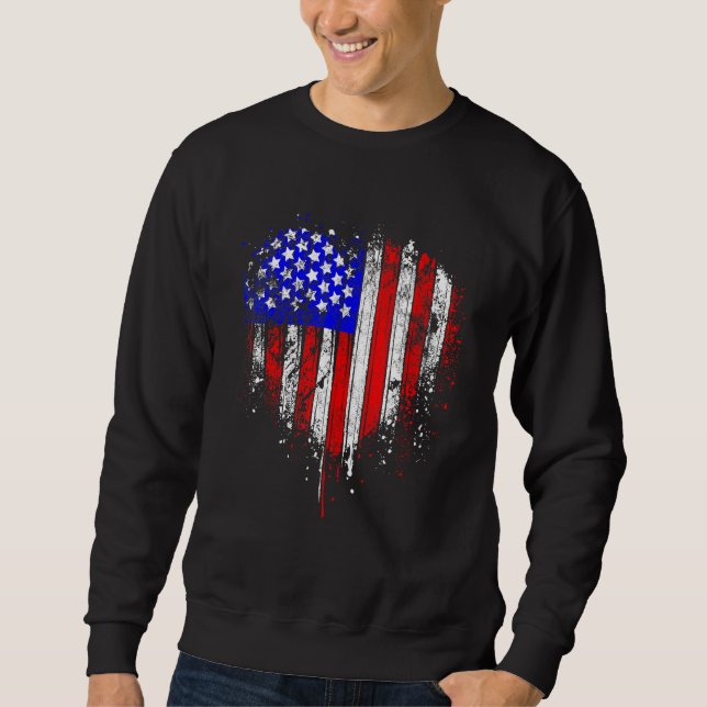 Moletom 4th Of July Us American Flag Heart For Independenc (Frente)