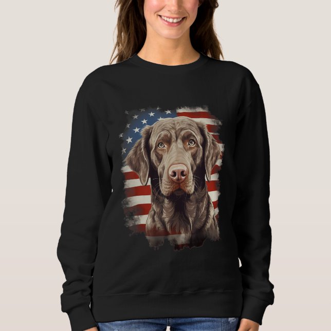 Moletom 4th Of July US Flag Chesapeake Bay Retriever Dog 1 (Frente)
