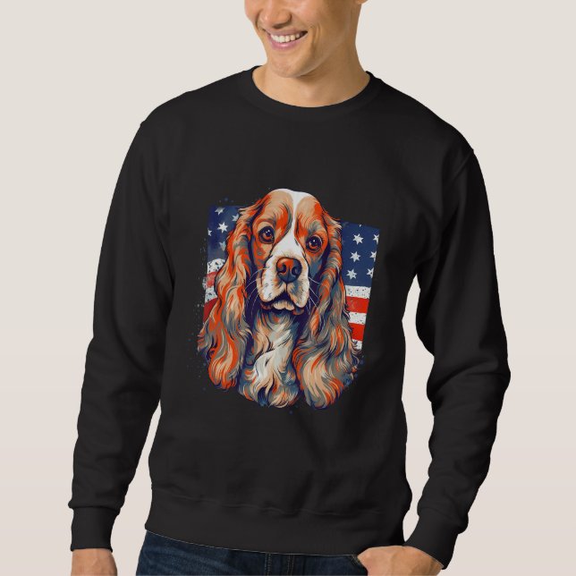 Moletom 4th Of July US Flag Cocker Spaniel Dog (Frente)