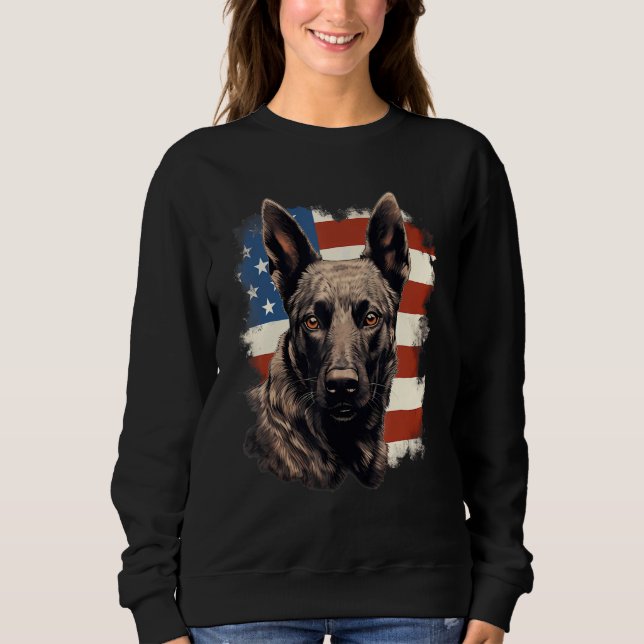 Moletom 4th Of July US Flag Dutch Shepherd Dog 1 (Frente)