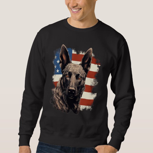Moletom 4th Of July US Flag Dutch Shepherd Dog 1 (Frente)