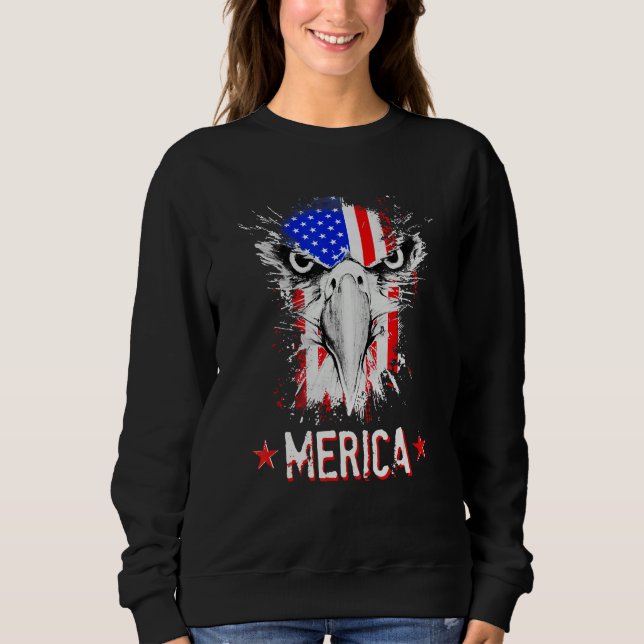 Moletom 4th of July US flag eagle MErica land of the free  (Frente)