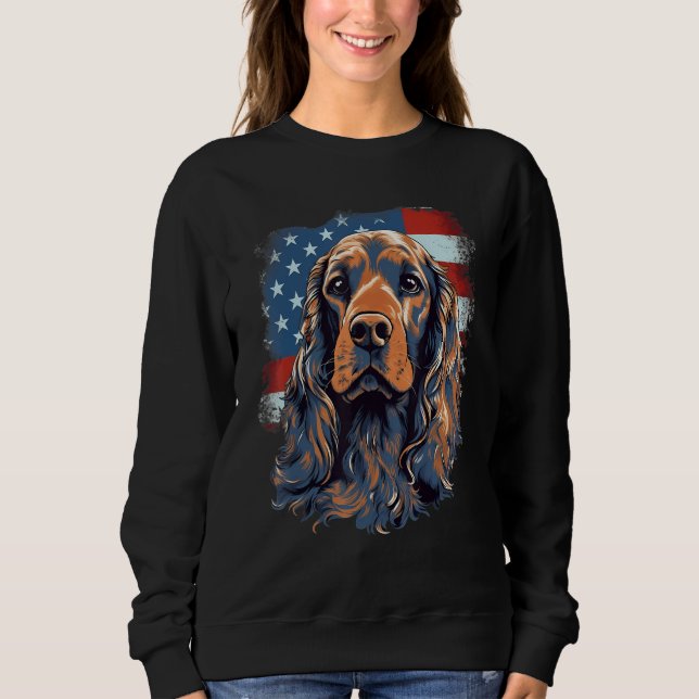 Moletom 4th Of July US Flag English Cocker Spaniel Dog (Frente)