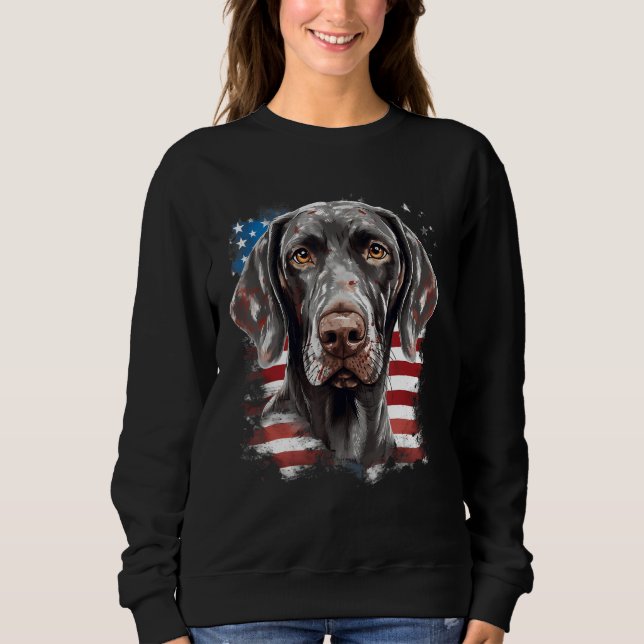 Moletom 4th Of July US Flag German Shorthaired Pointer Dog (Frente)