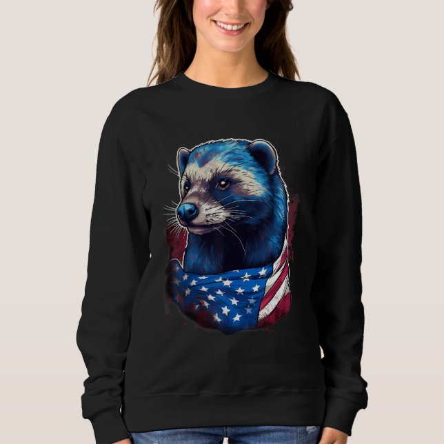 Moletom 4th Of July US Flag Honey Badger (Frente)