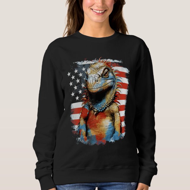 Moletom 4th Of July US Flag Iguana (Frente)