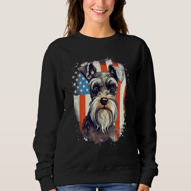 Moletom 4th Of July US Flag Miniature Schnauzer Dog 3 (Frente)