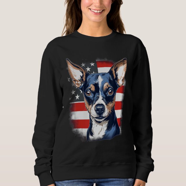 Moletom 4th Of July US Flag Rat Terrier Dog 1 (Frente)