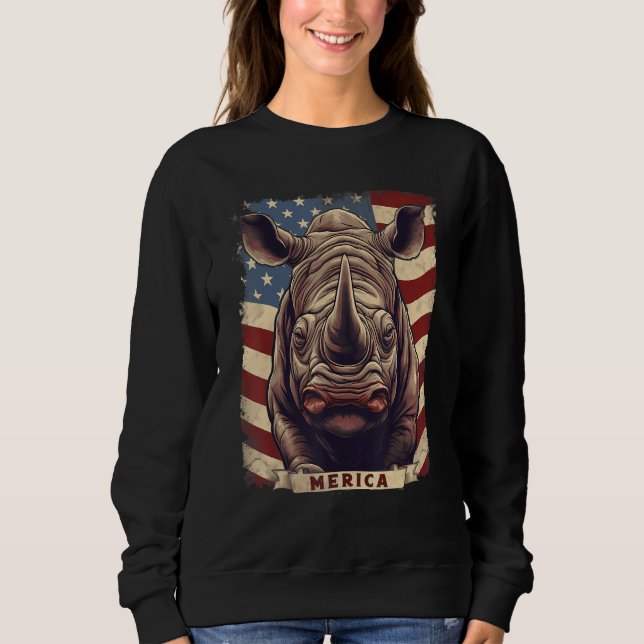 Moletom 4th Of July US Flag Rhino (Frente)
