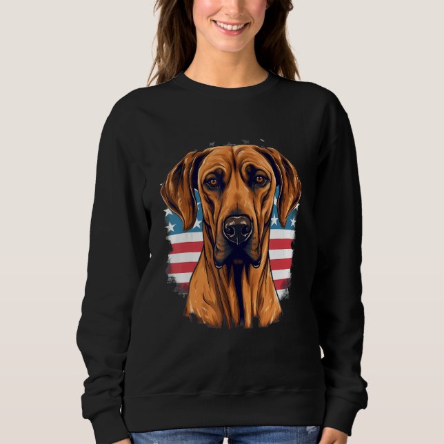 Moletom 4th Of July US Flag Rhodesian Ridgeback Dog (Frente)