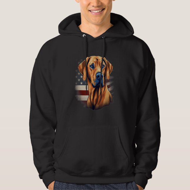 Moletom 4th Of July US Flag Rhodesian Ridgeback Dog 1 (Frente)