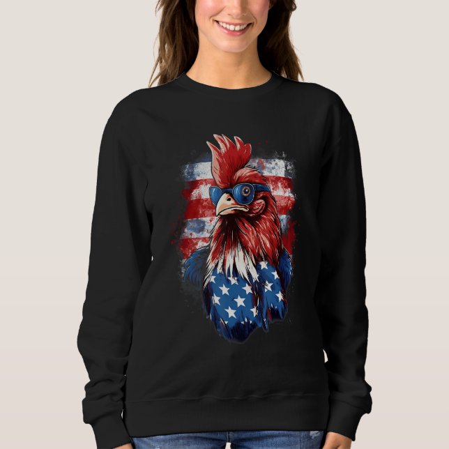 Moletom 4th Of July US Flag Rooster (Frente)