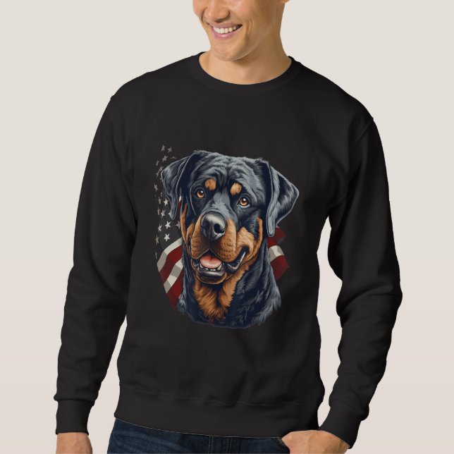 Moletom 4th Of July US Flag Rottweiler Dog (Frente)