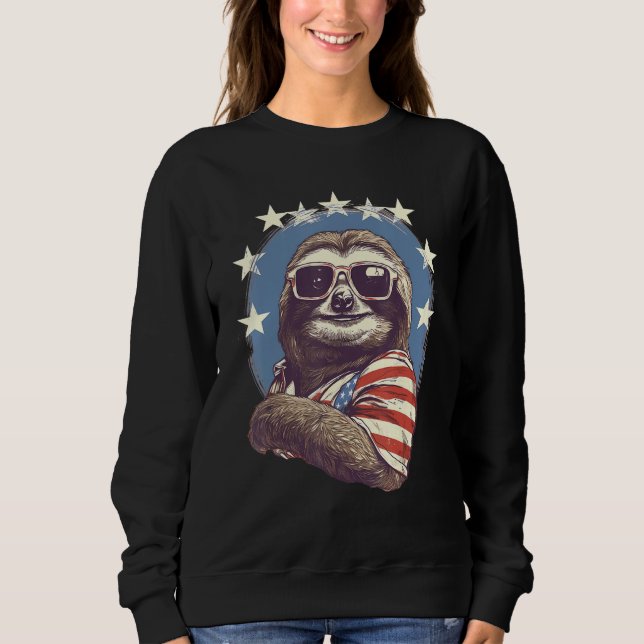 Moletom 4th Of July US Flag Sloth (Frente)