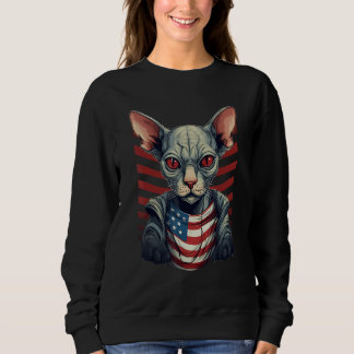 Moletom 4th Of July US Flag Sphynx Cat