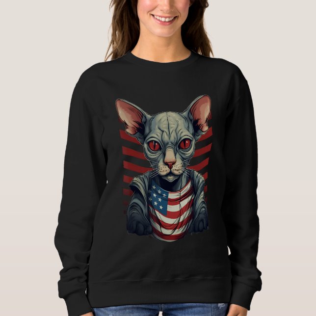 Moletom 4th Of July US Flag Sphynx Cat (Frente)