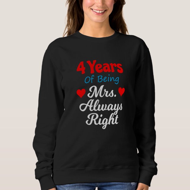 Moletom 4th Wedding Anniversary for Women Her Mrs Always R (Frente)