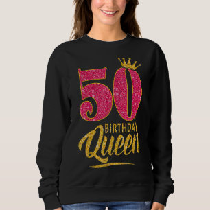 Moletom 50º Aniversário Rainha 50 anos Coroa Rosa