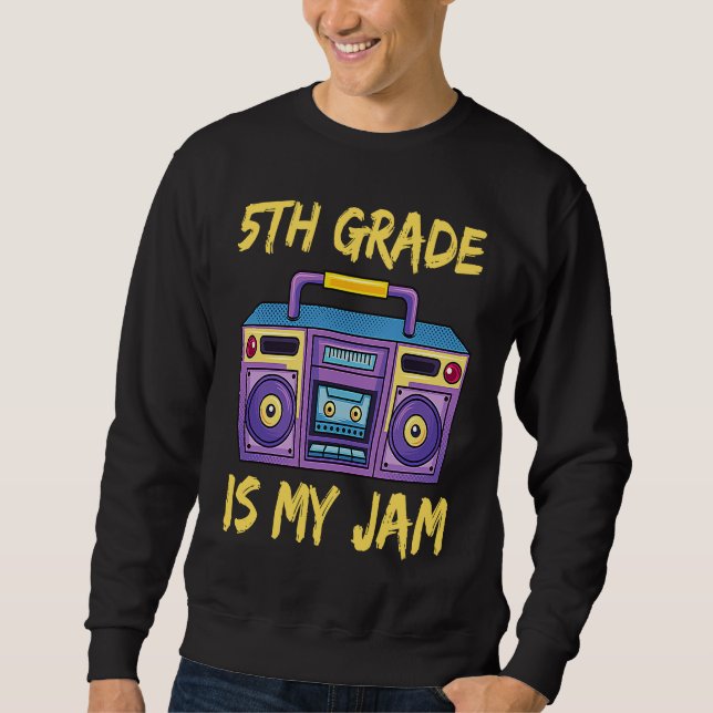Moletom 5th Grade Is My Jam School Retro 80s Boombox Stude (Frente)