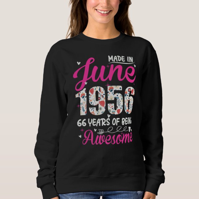 Moletom 66.º aniversário incrível desde junho de 1956 (Frente)