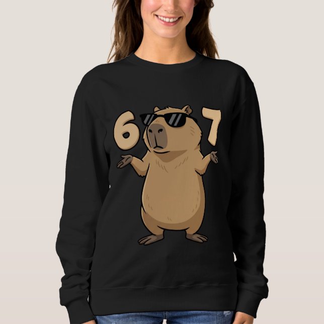 Moletom 67 Capybara Meme 6 7 Aesthetic for Kids Young Adul (Frente)