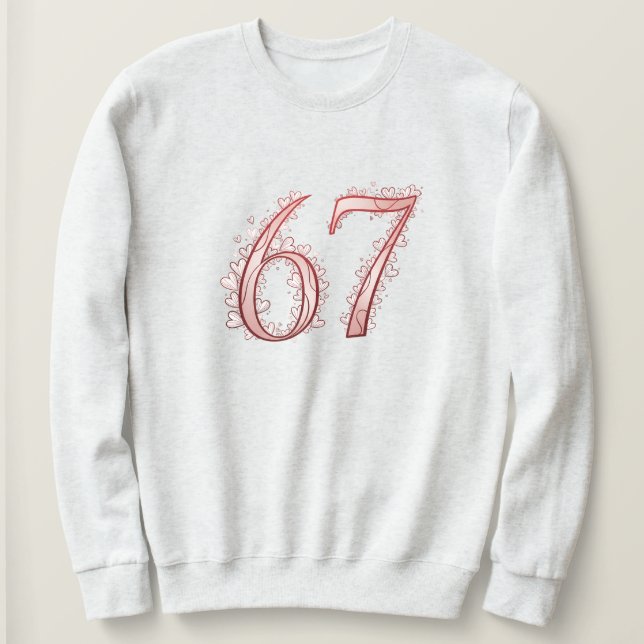 Moletom 67th Romantic Heart Number Valentine's  (Frente do Design)