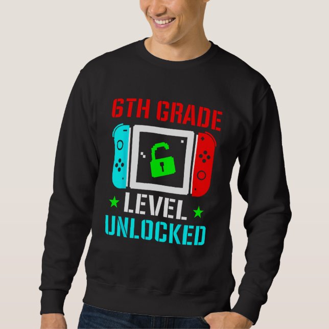Moletom 6th Grade Level Unlocked  Back To School Gamer Boy (Frente)