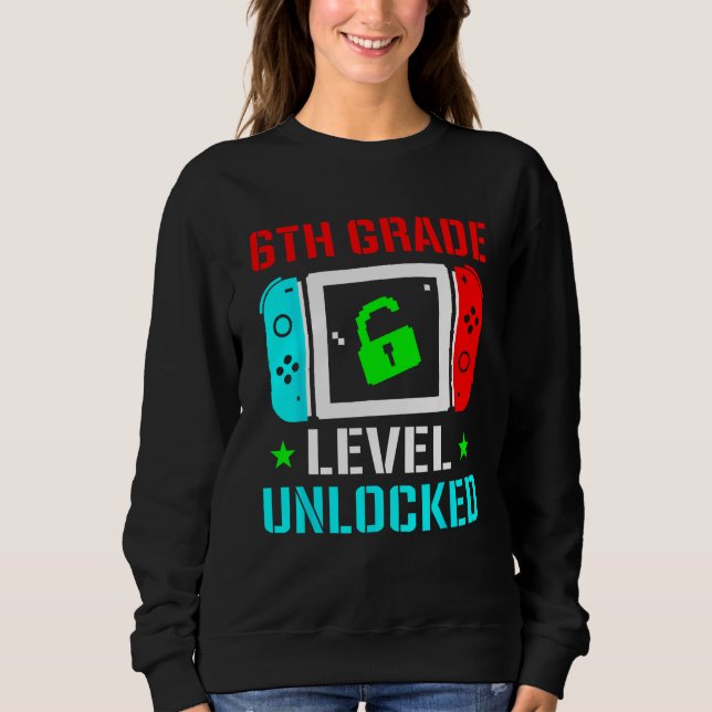Moletom 6th Grade Level Unlocked  Back To School Gamer Boy (Frente)