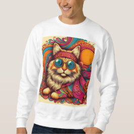 Moletom 70's psychedelic cat