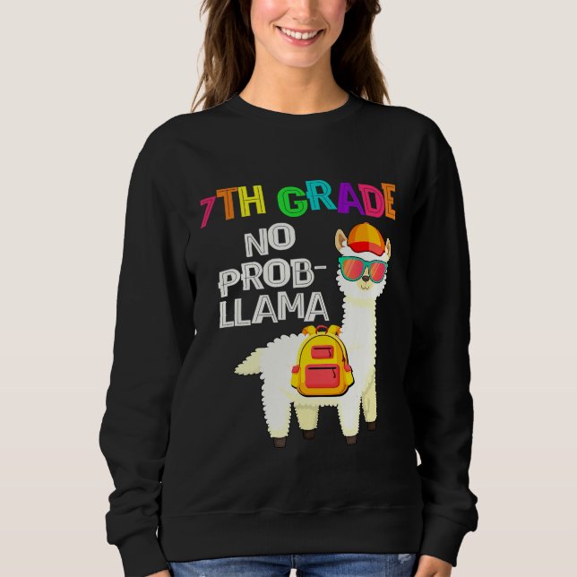 Moletom 7 Grau Sem Prob Llama Primeiro Dia Da Escola (Frente)