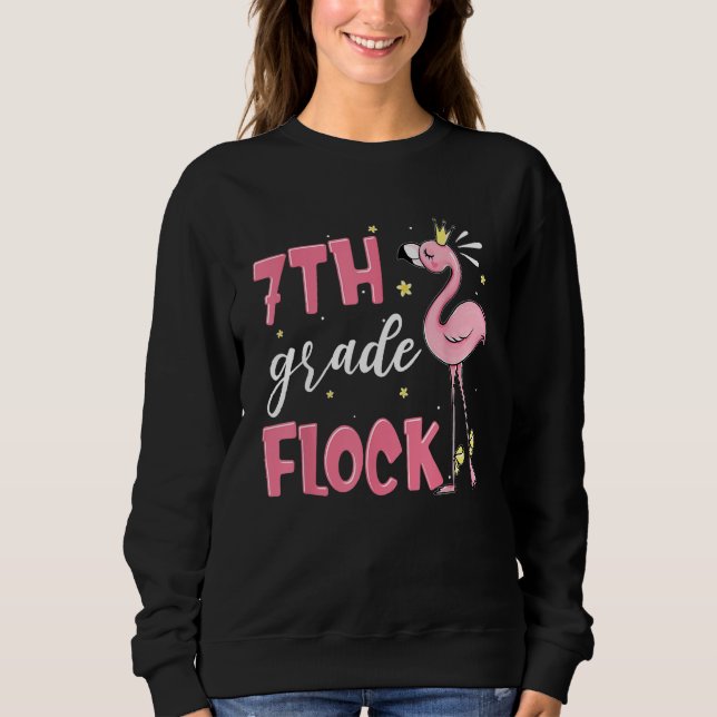 Moletom 7th Grade Flock Flamingo Back To School Girls (Frente)