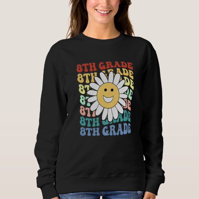 Moletom 8th Eighth Grade Teacher Back To School Retro Sunf (Frente)