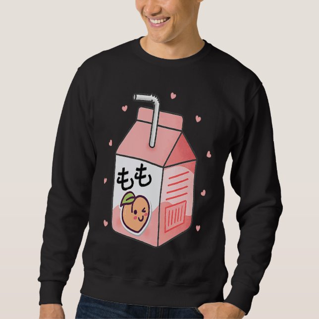 Moletom 90s Japanese Otaku Aesthetic Peach Juice Box Cute (Frente)