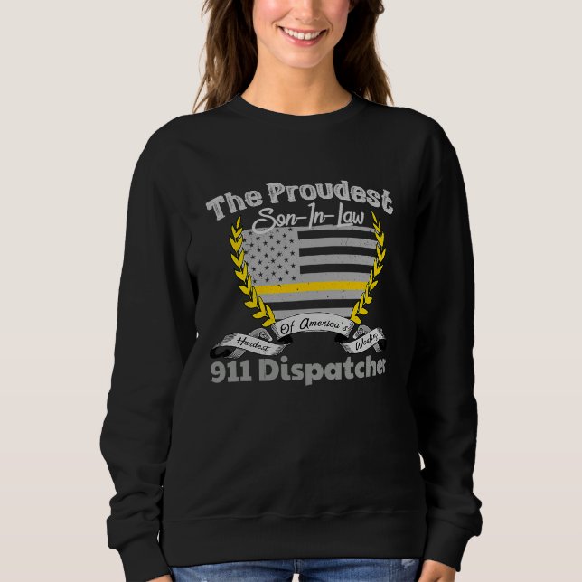 Moletom 911 Dispatcher Apparel Proud Son In Law Thin Gold  (Frente)