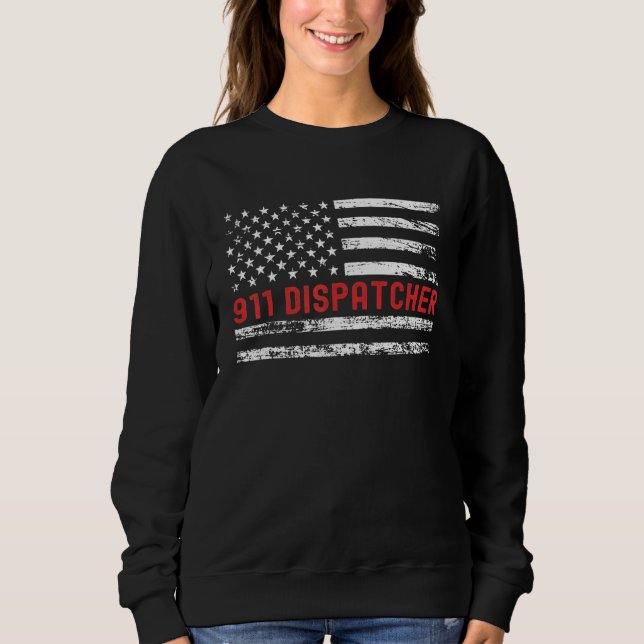 Moletom 911 Dispatcher USA Flag Profession Retro Job Title (Frente)