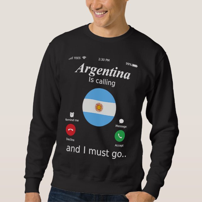 Moletom A Argentina está chamando e eu preciso ir Bandeira (Frente)