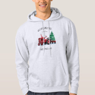 Moletom A árvore de Natal vermelha do trator do vintage